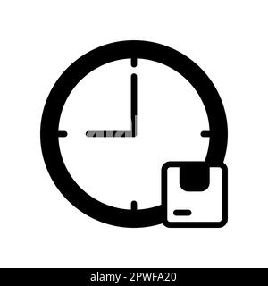 Symbol für die voraussichtliche Ankunftszeit des Pakets, geschätzte Paketzustellung. Stock Vektor