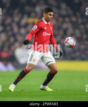 London, Großbritannien. 27. April 2023. 27. April 2023 - Tottenham Hotspur gegen Manchester United - Premier League - Tottenham Hotspur Stadium Manchester United's Casimero während des Premier League-Spiels gegen Tottenham. Bildkredit: Mark Pain/Alamy Live News Stockfoto