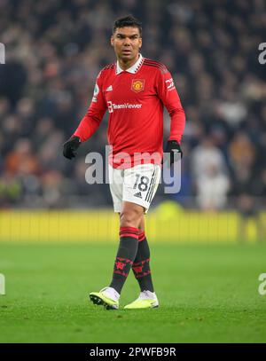 London, Großbritannien. 27. April 2023. 27. April 2023 - Tottenham Hotspur gegen Manchester United - Premier League - Tottenham Hotspur Stadium Manchester United's Casimero während des Premier League-Spiels gegen Tottenham. Bildkredit: Mark Pain/Alamy Live News Stockfoto