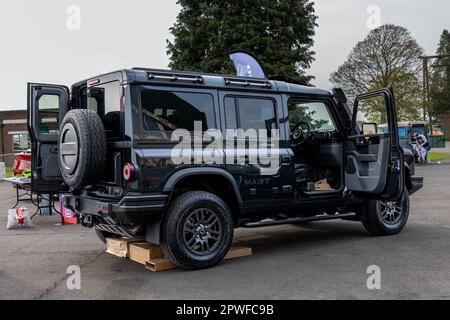 INEOS Grenadier, ausgestellt beim Vintage Velos Scramble, der am 30. April 2023 im Bicester Heritage Centre stattfindet. Stockfoto