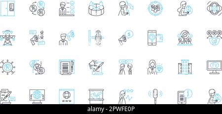 Lineare Symbole für Weise Individuen festgelegt. Sage, Gelernt, Intelligent, Aufschlussreich, Philosoph, Scharfe, sinnvolle Linienvektor- und Konzeptzeichen Stock Vektor