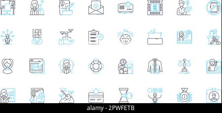 Lineare Symbole für Coaching festgelegt. Mentoring, Anleitung, Empowerment, Entwicklung, Transformation, Leadership, Insight Line Vector und Concept Signs Stock Vektor