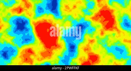 Abstrakte Rainbow-Vektor-Heatmap der Warm- und Kaltverteilung in der Landschaft. Infrarot-Thermografie Hintergrund. Das Konzept der globalen Erwärmung. Temperaturdaten Stock Vektor