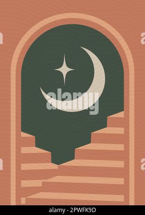 Architektonische Elemente der Treppe und Mondplakate. Stock Vektor