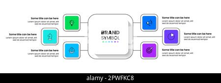 Infografik-Vorlage mit Symbolen und 6 Optionen oder Schritten. Rechtecke. Kann für Workflow-Layout, Diagramm, Banner, webdesign verwendet werden. Vektorgrafik Stock Vektor