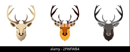 Hirschsymbol, Logo isoliert auf weißem Hintergrund. Vektordarstellung. Stock Vektor