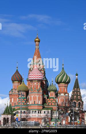 St. Basilius-Kathedrale. Kirche der Fürsprache der Heiligen Mutter Gottes auf dem Roten Platz in Moskau. Stockfoto