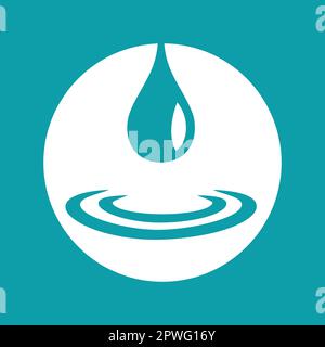 Tropfensymbol – Wassersymbol der Elemente, einfache und saubere Vektorgrafiken, flache digitale Illustration in Schwarz, Blau und Weiß Stock Vektor