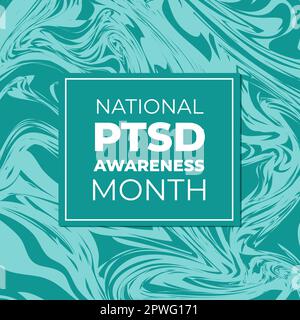 Banner für den National PTSD Awareness Month. Posttraumatische Belastungsstörung. Jährliche Veranstaltung in den USA im Juni. Vektordarstellung. Stock Vektor