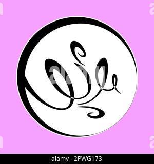 Tornado-Symbol – Air-Symbol der Elemente, einfache und saubere Vektorgrafiken, flache digitale Illustration in Schwarz, Pink und Weiß Stock Vektor