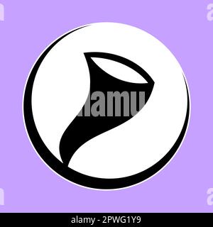 Tornado-Symbol – Air-Symbol der Elemente, einfache und saubere Vektorgrafiken, flache digitale Illustration in Schwarz, Lila und Weiß Stock Vektor