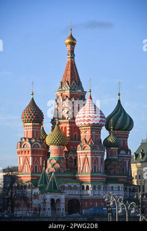 St. Basilius-Kathedrale. Kirche der Fürsprache der Heiligen Mutter Gottes auf dem Roten Platz in Moskau. Stockfoto