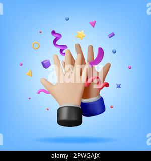 3D High Five Hands mit Confetti Stock Vektor