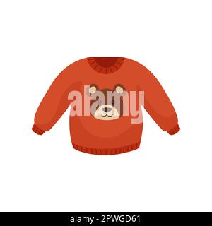 Winterpullover in Rot für Babys und Kinder, Cartoon-Illustration Stock Vektor