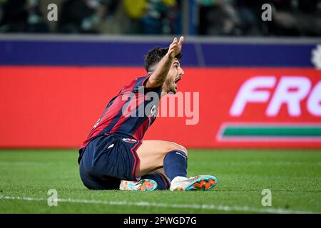 Bologna, Italien. 30. April 2023. Renato Dall'Ara Stadion, Bologna, Italien, 30. April 2023, Riccardo Orsolini von Bologna reagiert während des Fußballspiels Bologna FC gegen Juventus FC – italienischer Fußball Serie A Credit: Live Media Publishing Group/Alamy Live News Stockfoto