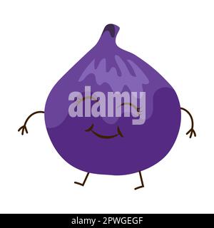 Süße Cartoon-Frucht mit lustiger Gesichtszeichnung. Fröhliche und komische tropische Beeren, Essen isoliert auf weißem Hintergrund Stock Vektor