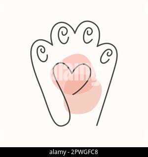 Katzenpfoten Fußabdruck durchgehende Linie Symbol. Fußsilhouette. Veterinär-, Tierschutzkonzept. Modernes lineares Logo Stock Vektor