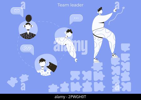 Teamleiterfigur. Gruppe von Arbeitern, Geschäftsleuten und Geschäftsleuten Avatare Ikonen. Flaches Design für Charaktere Stock Vektor