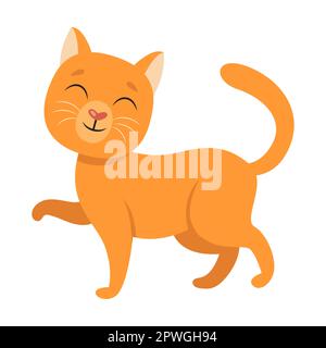 Süße Ginger-Cat-Cartoon-Figur-Vektordarstellung. Katze und Kätzchen sitzen auf weißem Hintergrund. Haustiere, Haustiere Stock Vektor
