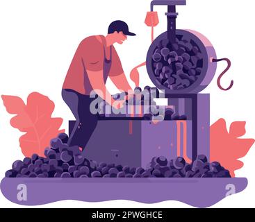 Männer, die Bio-Früchte auf einem Bauernhof ernten Stock Vektor