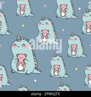 Kindliches Muster mit einer niedlichen Dinosaurier.Vektorstruktur für Babybettwäsche, Stoff, Tapete, Geschenkpapier, Textil, Drucken Stock Vektor