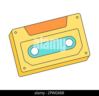 Retro-coole Audiokassette. Klassischer Hippie Cartoon Media Stereo Musik-Sticker. Hippy Style trendy Y2K flippige, isolierte Eeps-Illustration Stock Vektor