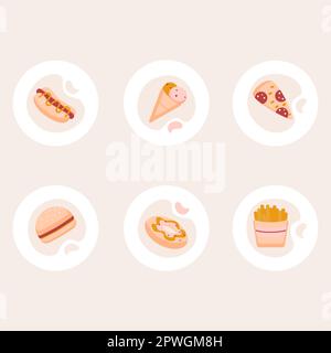 Minimalistische Fast-Food-Imbisse Stock Vektor