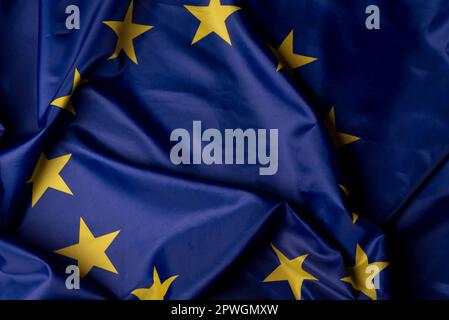 Gewebe der Flagge der Europäischen Union. Stockfoto