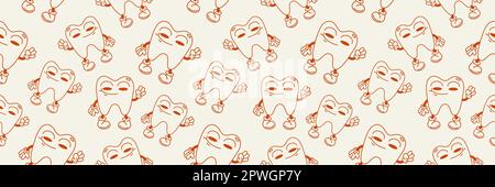 Grange Zeichentrickfiguren. Zahnkonzept.Hintergrund für Poster,Stoffdruck,Geschenkpapier.nahtloses Vektormuster Stock Vektor