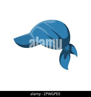 Blaue Damen-Cartoon-Illustration mit Bandana oder Mütze Stock Vektor