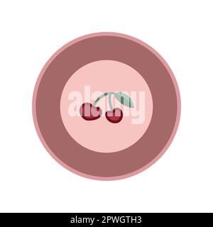 Rosafarbene Platte mit Cherry-Vektordarstellung Stock Vektor