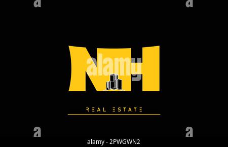 Real Estate Briefen Modern Creative Logo NH , HN Stock Vektor