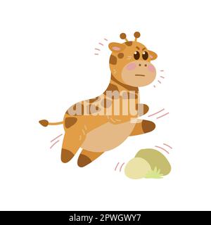 Eine niedliche Giraffen-Cartoon-Figur, die einen Vektorfilm spielt Stock Vektor