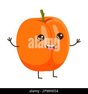 Cartoon-Frucht mit lustigem Gesicht. Cartoon-Illustration. Fröhliche und komische tropische Beeren, Essen isoliert auf weißem Hintergrund Stock Vektor