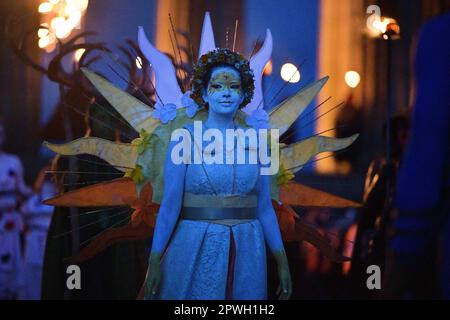 Edinburgh Scotland, Vereinigtes Königreich, 30. April 2023. Beltane Fire Festival auf Calton Hill, um die Rückkehr des Sommers zu feiern. Live-Nachrichten von sst/alamy Stockfoto