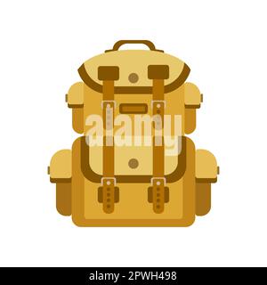 Gelber Wanderrucksack für die Veranschaulichung eines Wüstentour-Cartoons Stock Vektor