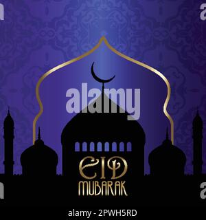 Eid Mubarak Hintergrund mit Silhouetten von Moscheen Stock Vektor