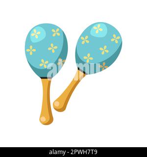 Eine Figur aus blauem Maracas-Cartoon Stock Vektor