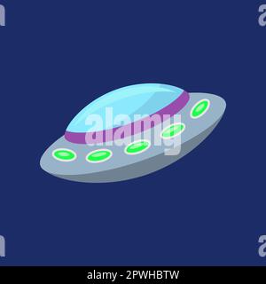 Alien-Raumschiff im Himmel oder Weltraum-Zeichentrickfilm Stock Vektor