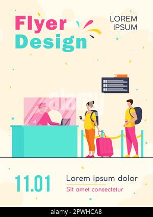 Reisende stehen in der Schlange für die Flugregistrierung Stock Vektor