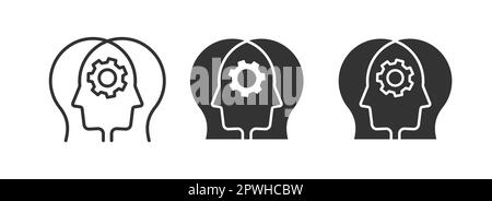 Psychotherapie-Ikonen. Symbol für psychische Probleme, Psychologe, psychologische Betreuung. Vektordarstellung. Stock Vektor