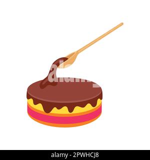 Kuchenzubereitung, Zeichentrickfilm im achten Schritt Stock Vektor