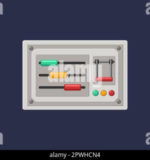 Abbildung des Bedienfelds mit Schiebereglern, Hebel und Tasten Stock Vektor
