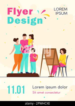 Künstler malt Familienporträt Stock Vektor