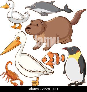 Eine einfache Zeichentrickfigur mit Tiermotiven Stock Vektor