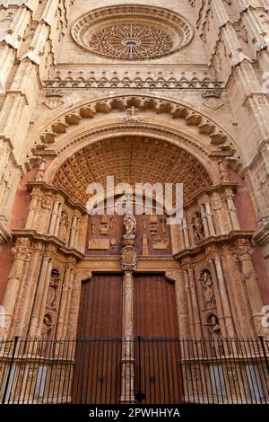 Renaissance-Hauptportal, Portal Major, Kathedrale La Seu, Palma de Mallorca, Mallorca, Balearen, Spanien Stockfoto