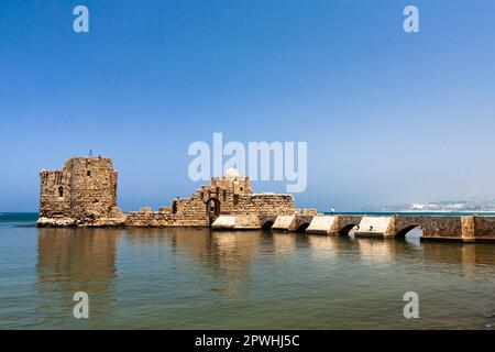 Sidon Sea Castle, Festung des heiligen Landes, Mittelmeer, Kreuzritter, Sidon (Saida), Libanon, Naher Osten, Asien Stockfoto