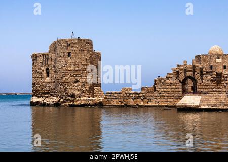 Sidon Sea Castle, Festung des heiligen Landes, Mittelmeer, Kreuzritter, Sidon (Saida), Libanon, Naher Osten, Asien Stockfoto
