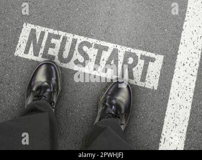 Neuanfang, Neuanfang, Neuanfang, Lebensjob ändern, Beruf, Start, Karriere, Neustart, los, Start-Line, New Way, Business, Road, Work, Jetzt Stockfoto