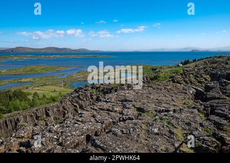 Blick über den Thingvellir Nationalpark in Island Stockfoto